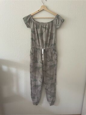 Lascana Womens mauve & green camo cotton jersey long jumpsuit